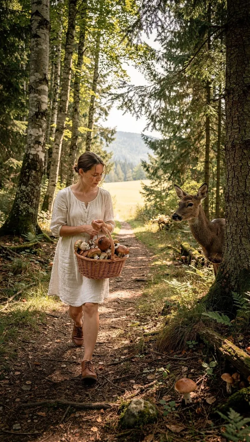 Scenic view of a traditional Slovak village surrounded by rolling hills and lush greenery.