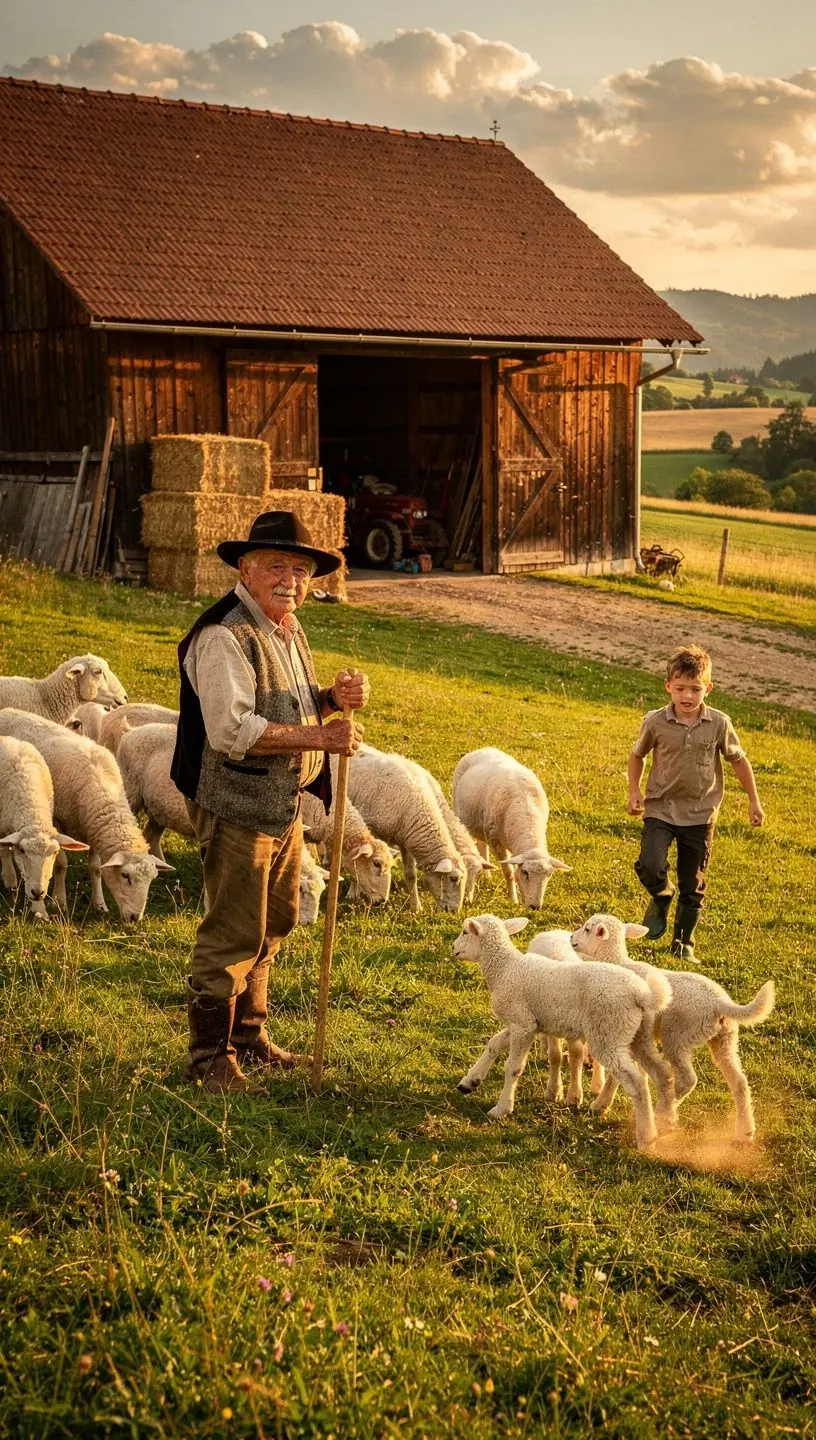 A peaceful rural landscape showcasing fields of golden wheat under a bright blue sky.